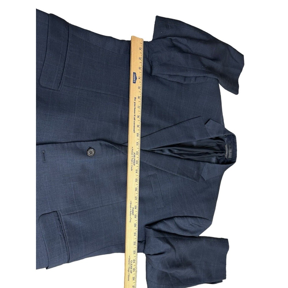 Lauren Ralph Lauren Men's 46R Navy Blue Plaid 100% Wool 2 Button Blazer Jacket - Picture 3 of 11